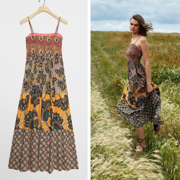 Anthropologie Dresses & Skirts - Anthropologie Jamila Smocked Maxi Dress Boho Cottagecore Festival Y10